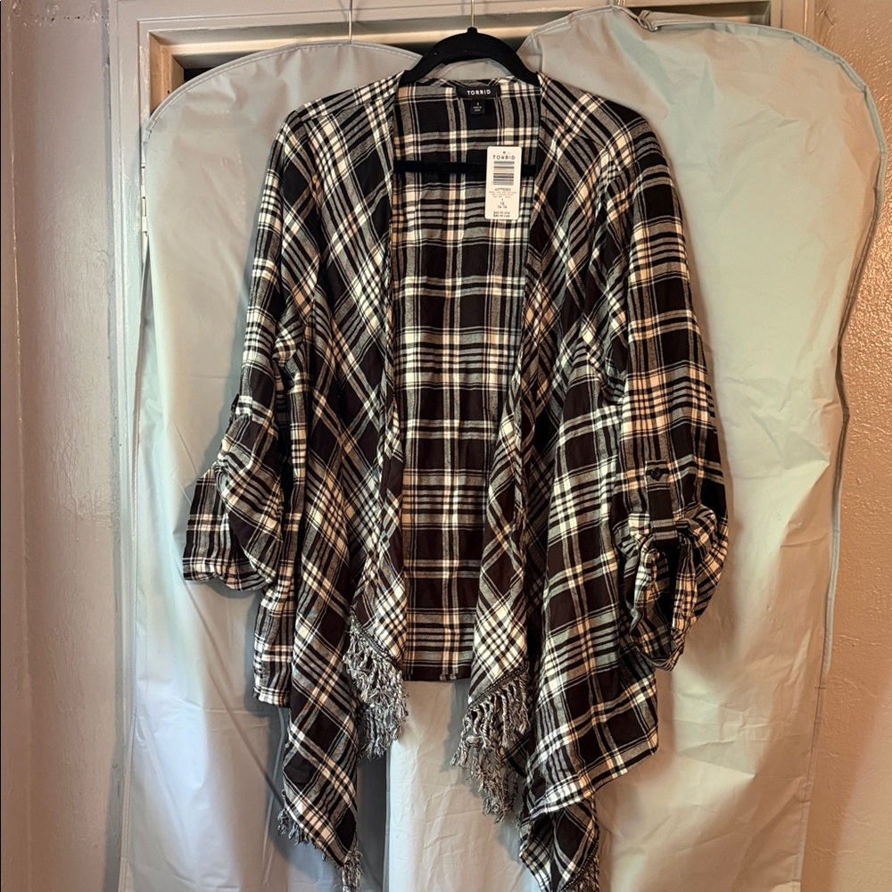 Torrid Plaid Cape with Fringe